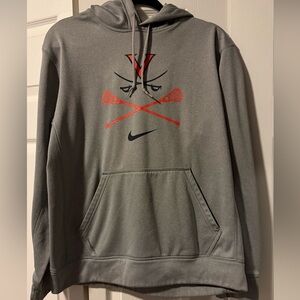Nike Virginia Cavaliers Lacrosse Hoodie Mens Medium Gray Therma Fit Team Issued